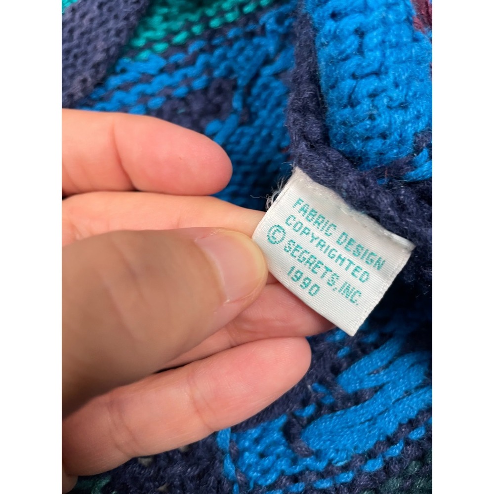 Vintage Segrets Sweater Womens XL Blue Southwestern Chunky Hand Knit Heavy Top - Picture 5 of 8